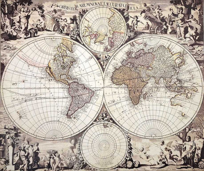Weltkarte 1686 - G. Valck Reprint mit der Möglichkeit einer personalisierten Gravur - ideales Geschenk für Historiker und Reisende - Maße 56,5 x 47,5 cm