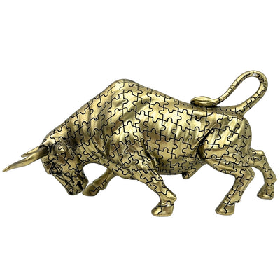Goldene Stier-Dekorationsfigur mit Gravurmöglichkeit – elegantes Symbol für Stärke und Reichtum, 33,3 cm, Polyresin  