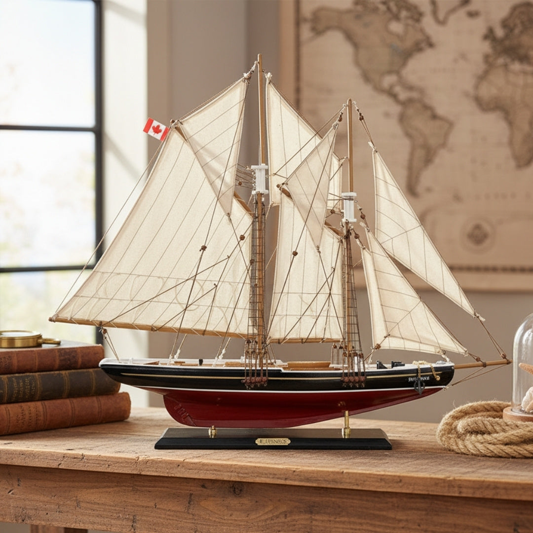 Modell des Segelschiffs Bluenose 80 cm mit Personalisierung durch Gravur