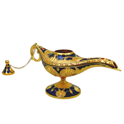 Aladinslampe LABB mit Metallverzierungen in Goldfarbe, Dunkelmarineblau, 22 x 7 x 11 cm