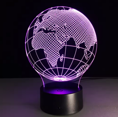 LED-Globus-Lampe mit 7 Lichtfarben, personalisierbare Gravur, ideales Geschenk für Reisende, Höhe 17 cm, USB-Kabel  
