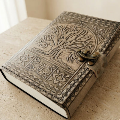 Retro-Ledernotizbuch Baum des Lebens mit Gravur