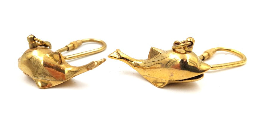 Messing-Schlüsselanhänger Delfin 70339 mit personalisierbarer Gravur, ideal als Geschenk – Länge 5 cm, mit Kette 8 cm