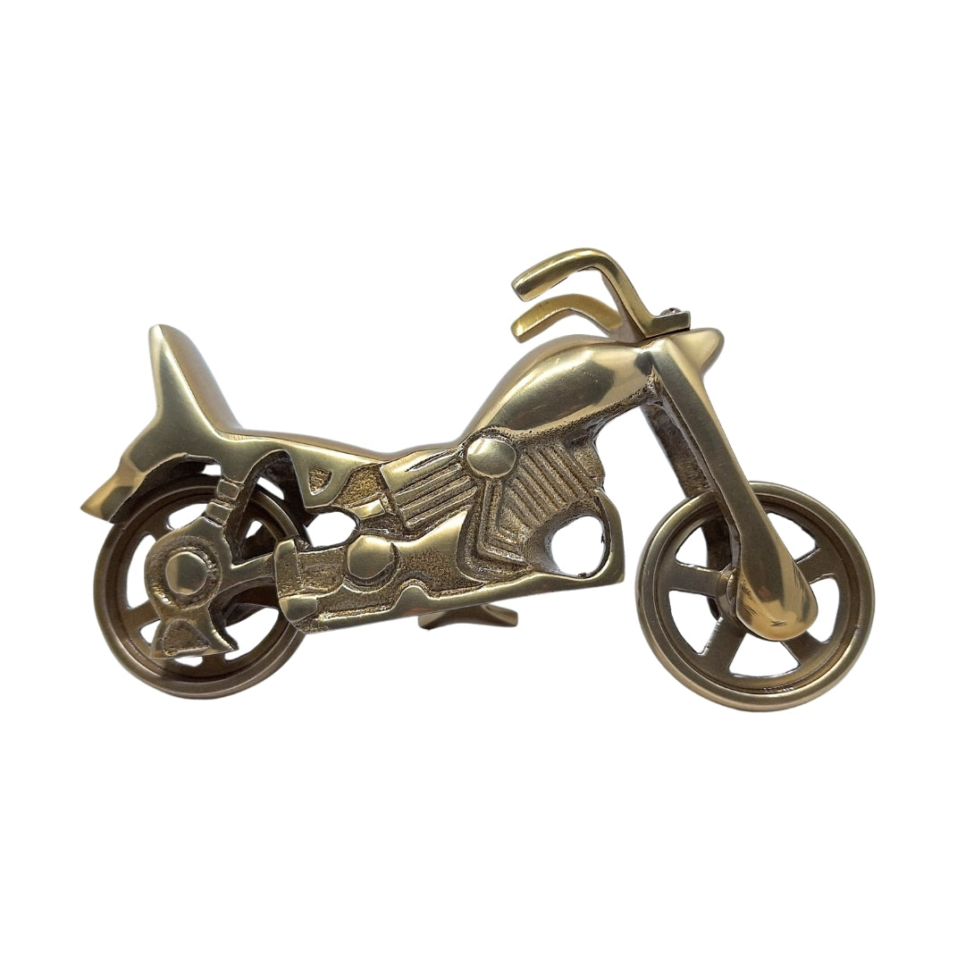 Motorradmodell N-2784 mit Gravurmöglichkeit – Antiker Messing, 23 x 14 cm