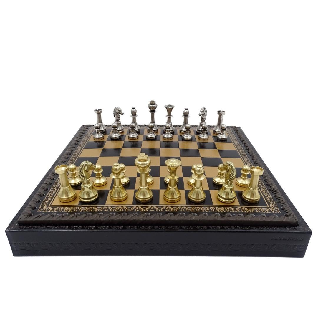 Exklusive Messing-Schachfiguren Italfama 28x28 cm mit personalisierter Gravur