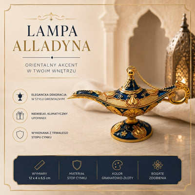 Aladin-Lampe aus Metall, blau-goldfarben, 12 cm, mit Gravur-Personalisierung
