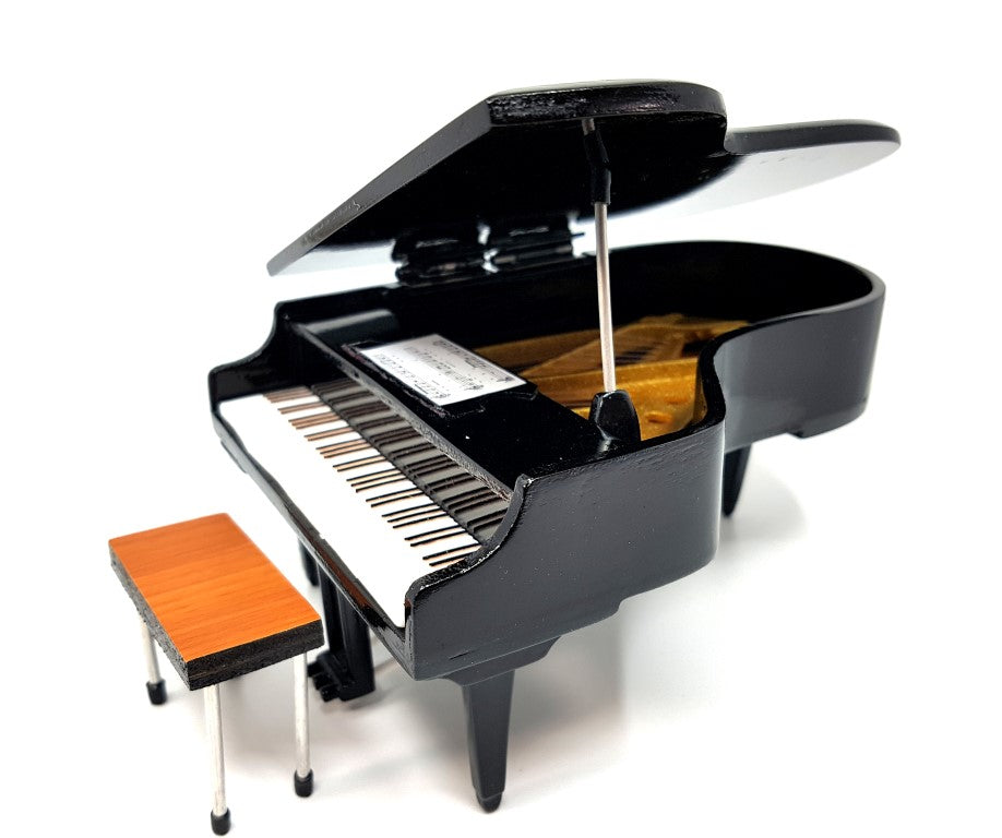 Mini-Klavier mit personalisierbarer Gravur, schwarz, handgefertigt aus Balsaholz, Maßstab 1:10, ideal als Geschenk für Pianisten und Musikliebhaber, Höhe 8 cm