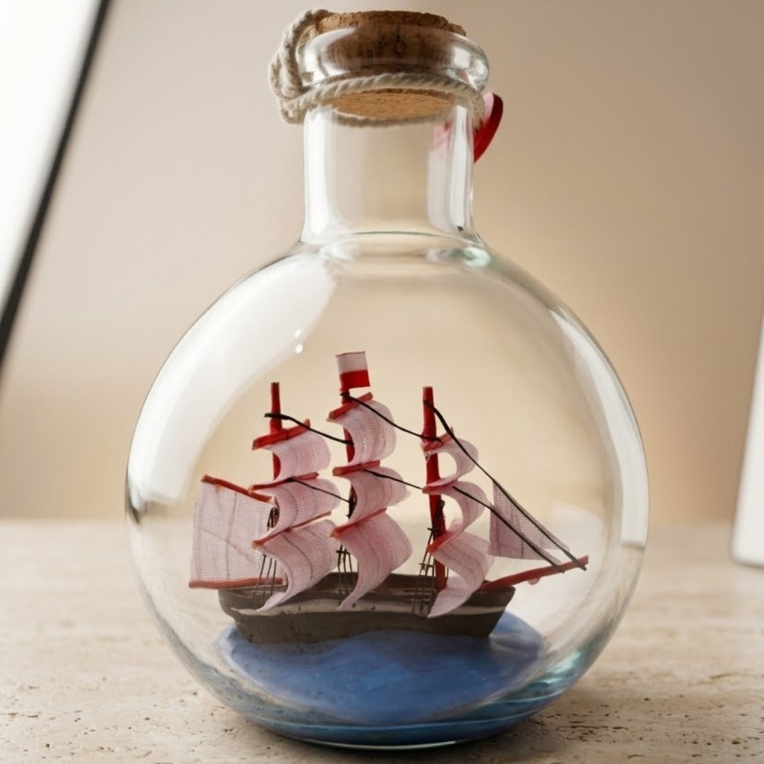Schiff in der Flasche Rafandynka mit Gravur-Personalisierung – klassische maritime Dekoration 8,5 cm, Geschenk für Segelliebhaber