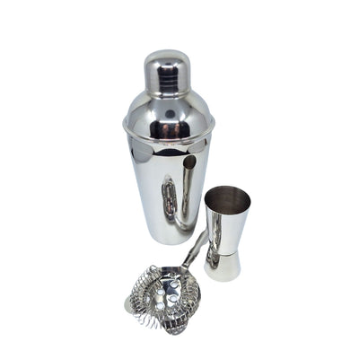 Barkeeper-Set Steel 3-teilig mit Gravur-Personalisierung - Shaker 750 ml, Jigger 15/30 ml, Sieb - elegantes Geschenk für Cocktail-Liebhaber, Edelstahl, silberne Farbe