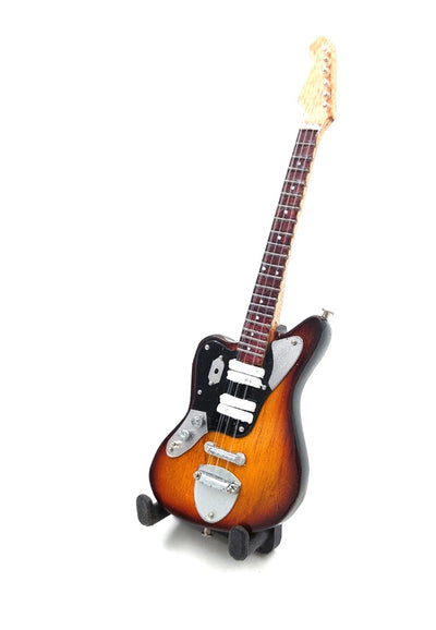 Mini-Gitarre 15 cm im Stil von Kurt Cobain mit Gravurmöglichkeit – braune Mahagoni-Gitarre als Geschenk für Grunge- und Nirvana-Fans