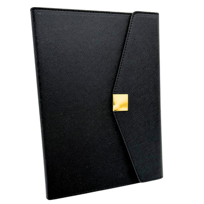 Elegantes Premium-Geschenkset mit Personalisierung – Leder-Notizbuch A5, Kugelschreiber und 16GB USB-Stick in schwarz-goldener Box