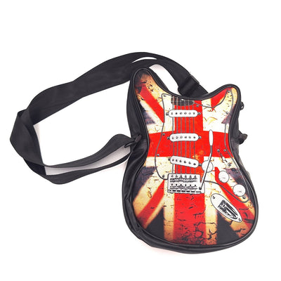 Schultertasche in Gitarrenform mit britischer Flagge RBG-008 mit Möglichkeit der Personalisierung durch Gravur