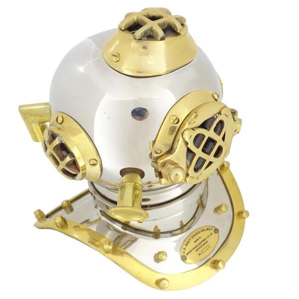 Messing-Taucherhelm US Navy Mark IV mit personalisierbarer Gravur – ideales Geschenk für jeden Anlass, Höhe 20 cm, maritime Replik DIVER – DH93