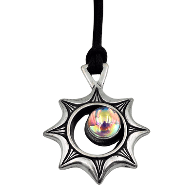 Sonnenfinsternis-Halskette mit Gravur – optische Illusion mit böhmischem Kristall, personalisiertes Geschenk für Reisende, hochwertiger Zamak, verstellbare Länge 45-62 cm  