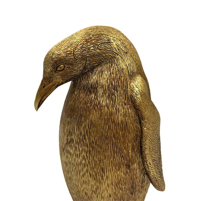 Goldener Pinguin 20,5 cm mit personalisierbarer Gravur – elegante Dekorationsfigur als Geschenk, Glamour-Stil, Art Deco, aus hochwertigem Polyresin gefertigt