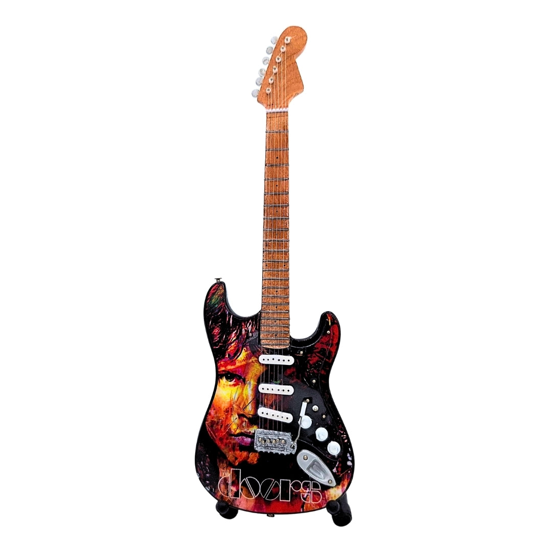Mini-Gitarre Jim Morrison The Doors – Mahagoniholz – personalisierte Gravur – ideales Geschenk für Musikfans – Höhe 27,5 cm – Sammlerstück und Dekoration  