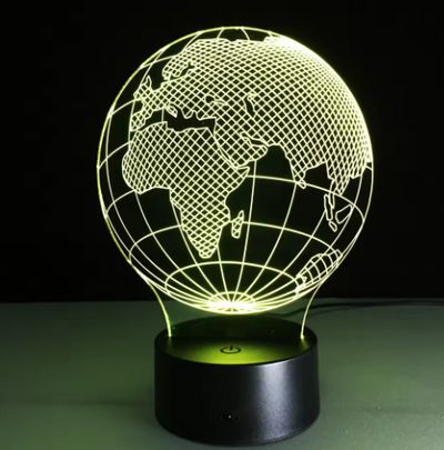 LED-Globus-Lampe mit 7 Lichtfarben, personalisierbare Gravur, ideales Geschenk für Reisende, Höhe 17 cm, USB-Kabel  