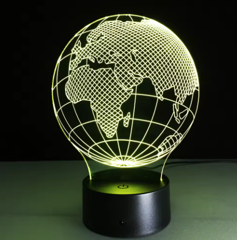LED-Globus-Lampe mit 7 Lichtfarben, personalisierbare Gravur, ideales Geschenk für Reisende, Höhe 17 cm, USB-Kabel  