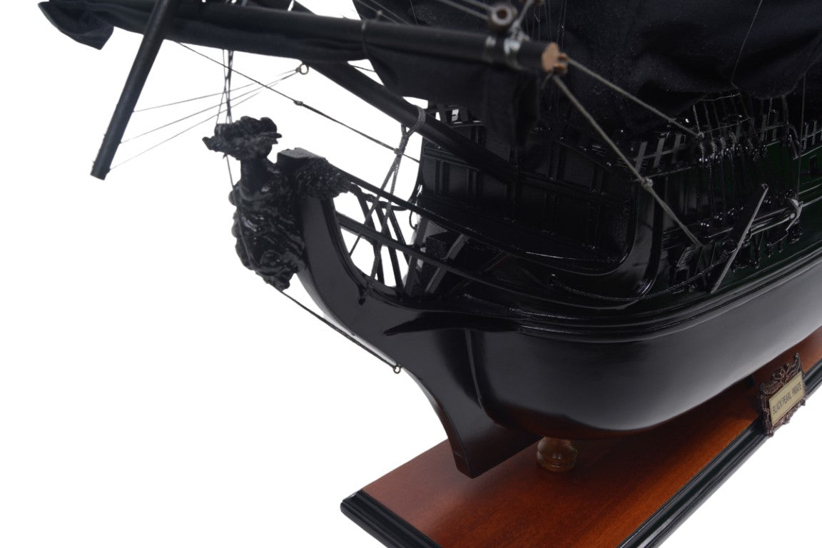 Modell des Piratenschiffs Schwarze Perle BP80R mit Gravurmöglichkeit, Länge 89 cm, exklusives Geschenk für jeden Anlass, Kunsthandwerk, Holzsockel