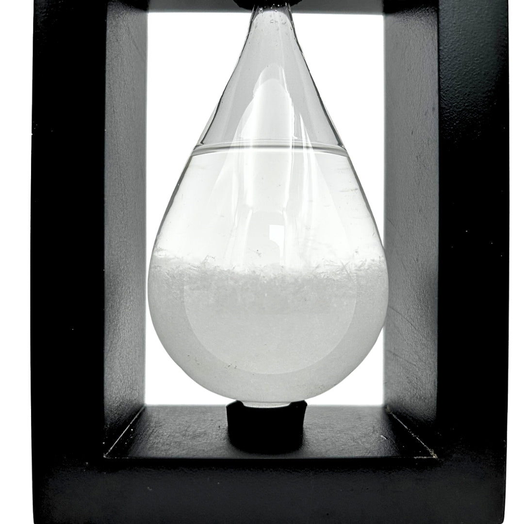 Fitzroy Sturm-Barometer im Holzrahmen – Tropfen Storm Glass mit Gravur-Personalisierung – ideales Geschenk für jeden Anlass – elegante Wetterstation im modernen Stil mit Kristallen, die auf Wetteränderungen reagieren  