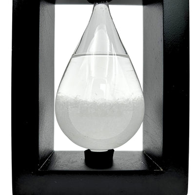 Fitzroy Sturm-Barometer im Holzrahmen – Tropfen Storm Glass mit Gravur-Personalisierung – ideales Geschenk für jeden Anlass – elegante Wetterstation im modernen Stil mit Kristallen, die auf Wetteränderungen reagieren  