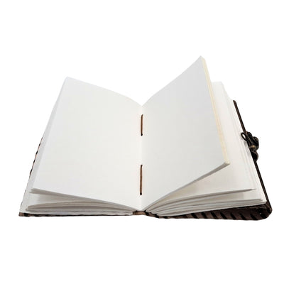 Retro Leder-Notizbuch Sonne und Mond 200 Seiten mit Personalisierung durch Gravur, beige-braun, ideal als Geschenk für Künstler oder Liebhaber der Magie des Alltags