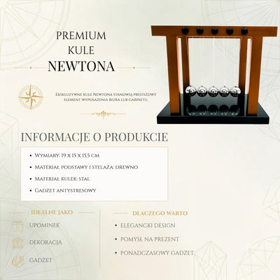 Elegante große Premium-Newton-Kugeln auf Holzsockel mit personalisierbarer Gravur
