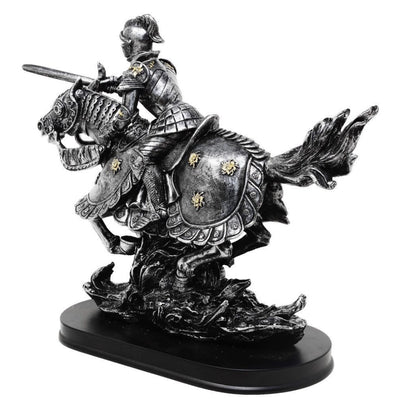 Figur Ritter zu Pferd 31 cm – handbemaltes Polyresin mit personalisierbarer Gravur