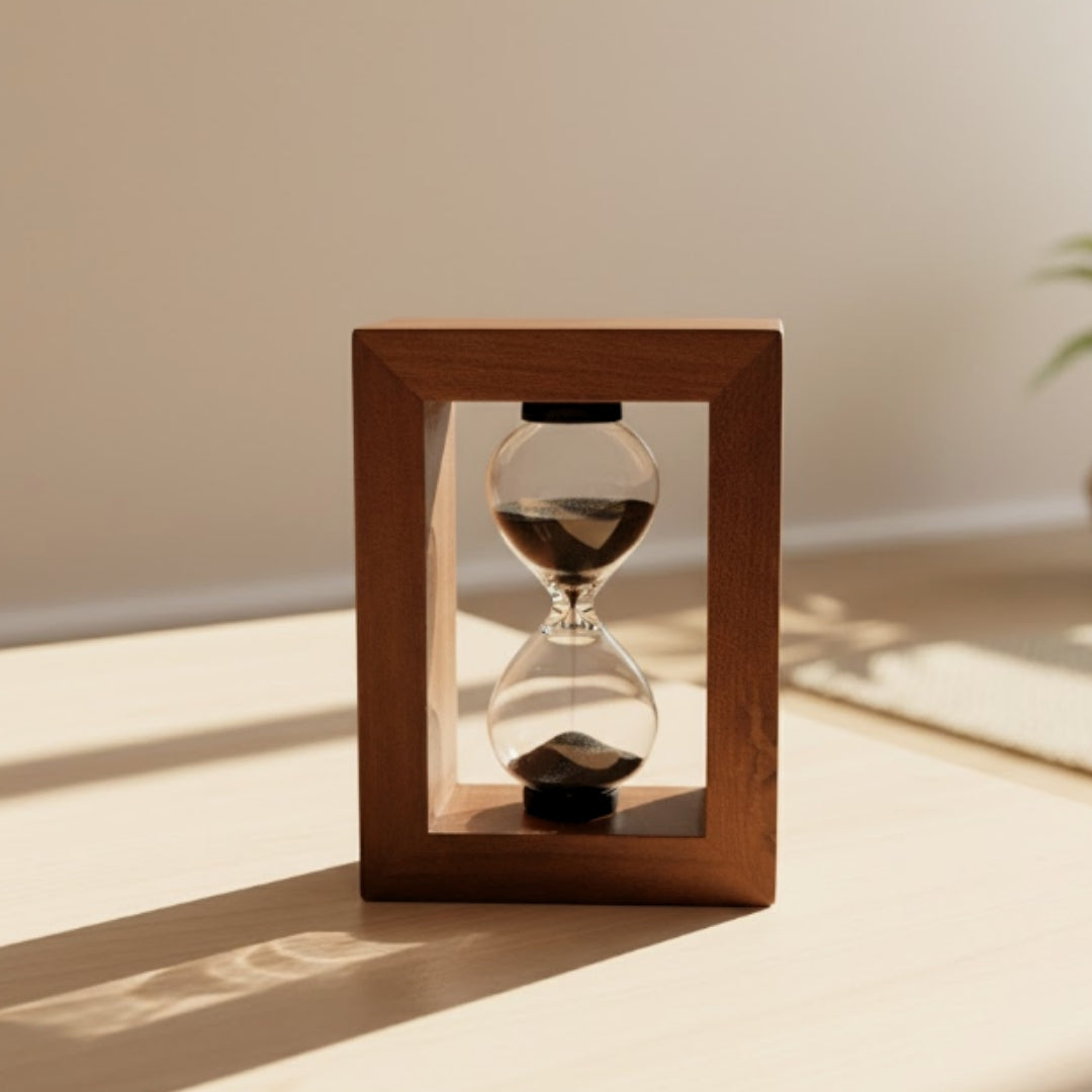 Sanduhr 3 Minuten im Holzrahmen mit Gravur-Personalisierung  