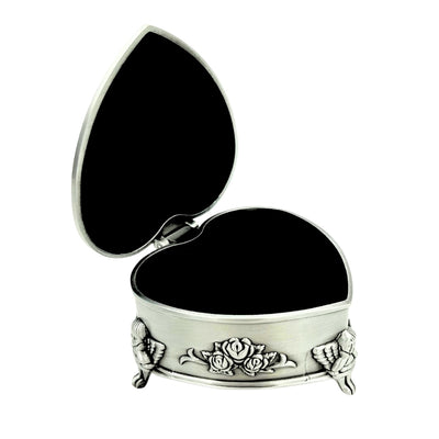 Metall-Schmuckschatulle in Herzform mit personalisierbarer Gravur – elegantes Geschenk zu Valentinstag, Jubiläum oder Geburtstag, verziert mit Rosenmotiv, Maße 8,7 x 8,4 x 5,1 cm