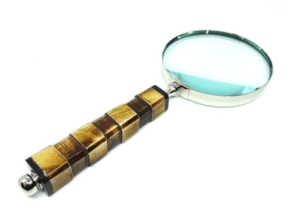 Elegante Leselupe mit Knochenhandgriff NC1099A mit personalisierbarer Gravur, silberfarbener Messinggehäuse, ideal als Geschenk für Senioren, Großvater oder Sammler, Höhe 24,5 cm