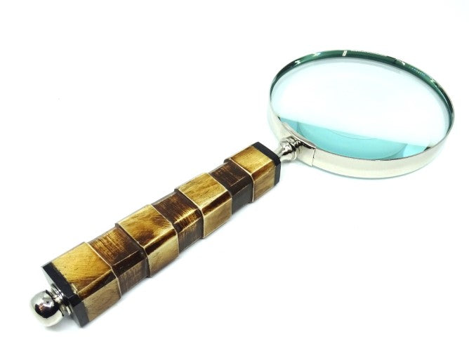 Elegante Leselupe mit Knochenhandgriff NC1099A mit personalisierbarer Gravur, silberfarbener Messinggehäuse, ideal als Geschenk für Senioren, Großvater oder Sammler, Höhe 24,5 cm