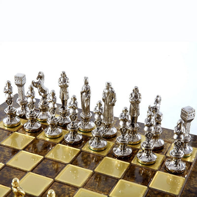 Exklusives Metall-Schach Renaissance S9BRGS 36x36 cm Gold-Silber mit Gravurpersonalisierung