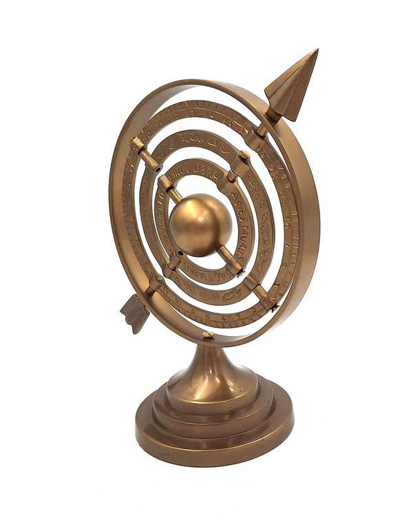 Aluminium-Sphärenastrolabium mit Pfeil, 30 cm, mit personalisierbarer Gravur