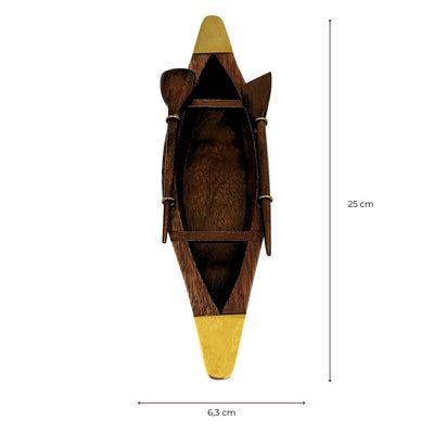 Elegantes Holzmodell eines Bootes 25 cm - Schreibtischdekoration mit Messingelementen - Ideales Geschenk für einen Segler mit Option zur Personalisierung durch Gravur - Maritimer und Retro-Stil