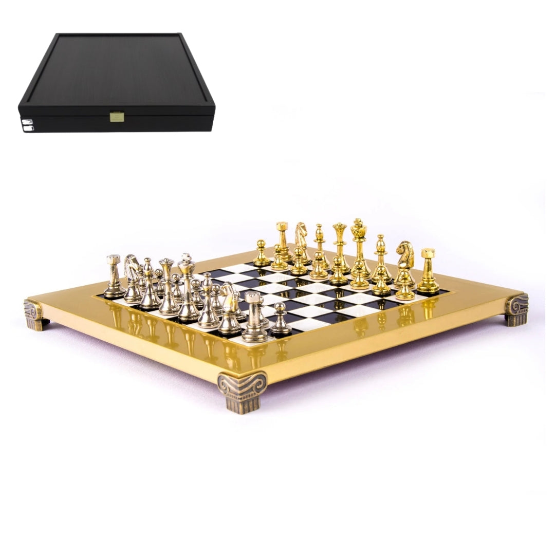 Exklusives Messing-Schachspiel Staunton S32BLA 28x28 cm mit individueller Gravurmöglichkeit  