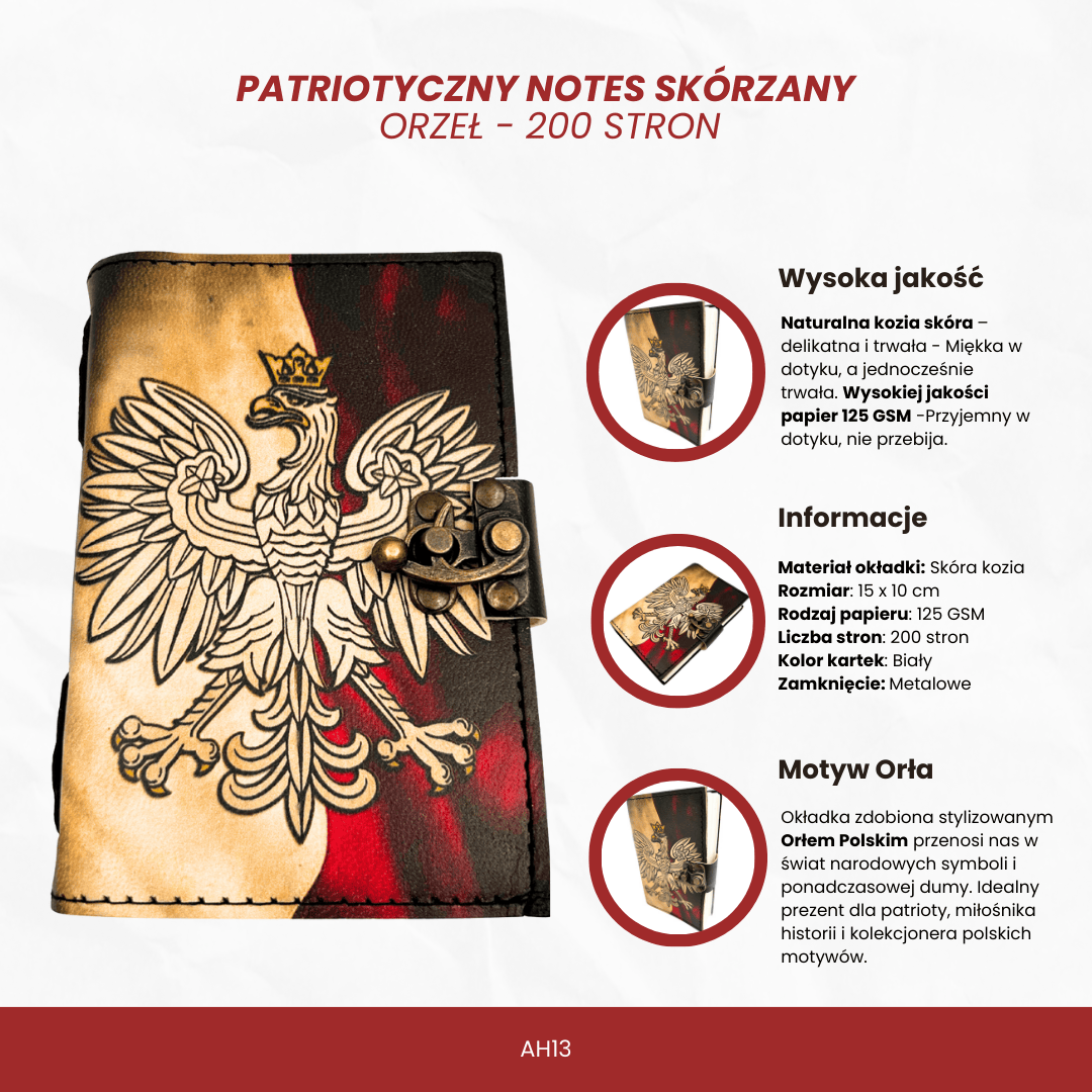 Leder-Notizbuch Polnischer Adler Patriotisch mit Gravur