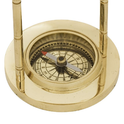 Dekorativer Messingglobus mit Kompass und personalisierbarer Gravur, goldfarben, Höhe 12,5 cm