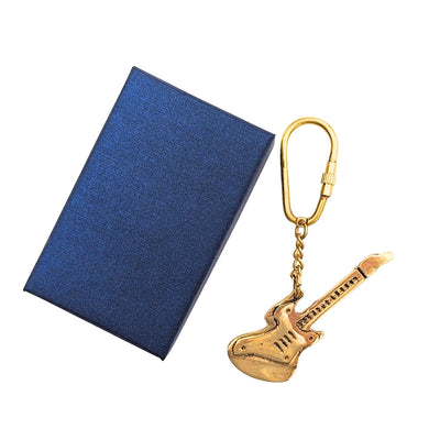 Messing-Schlüsselanhänger Gitarre in eleganter Schachtel – Geschenk für Gitarristen - KRT21A