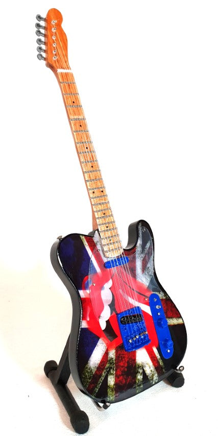 Mini-Gitarre im Stil von Rolling Stones Keith Richards MGT-2301 mit der Möglichkeit einer personalisierten Gravur, handgefertigt aus Mahagoni, Höhe 27,5 cm, ideales Geschenk für Musikfans