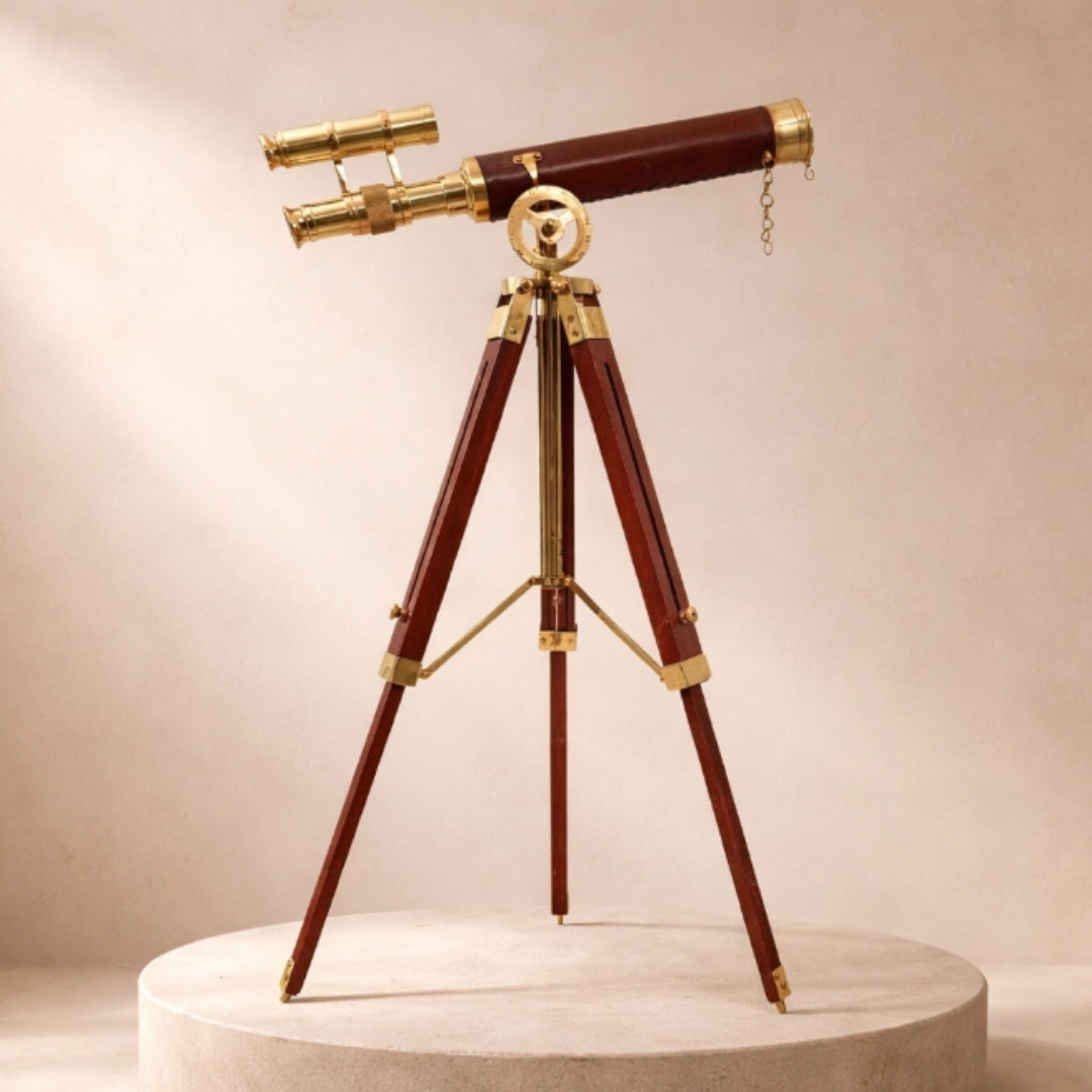 Messing-Teleskop auf Dreibein 57 cm mit Gravurpersonalisierung