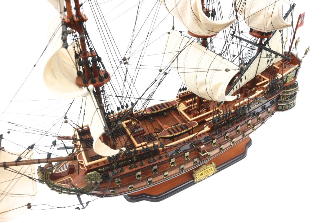 Segelschiffmodell des Schiffs San Felipe 80cm, Möglichkeit zur Personalisierung durch Gravur