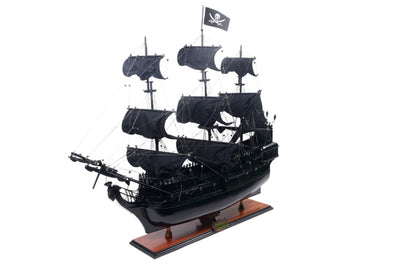 Modell des Piratenschiffs Schwarze Perle BP80R mit Gravurmöglichkeit, Länge 89 cm, exklusives Geschenk für jeden Anlass, Kunsthandwerk, Holzsockel