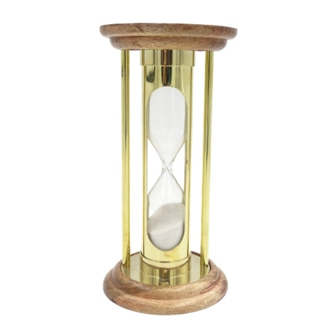 Messing-Holz-Sanduhr 5 Min mit Gravurmöglichkeit