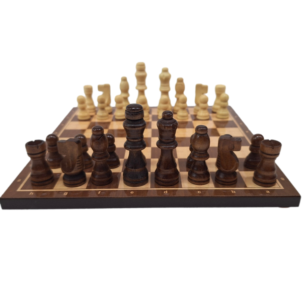 Klassisches Holzschach 27 x 27 cm mit personalisierter Gravur