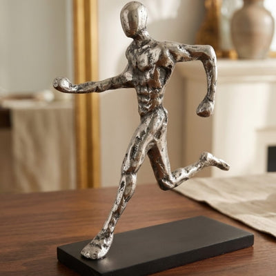 Statuette Läufer, Metallfigur mit Gravur