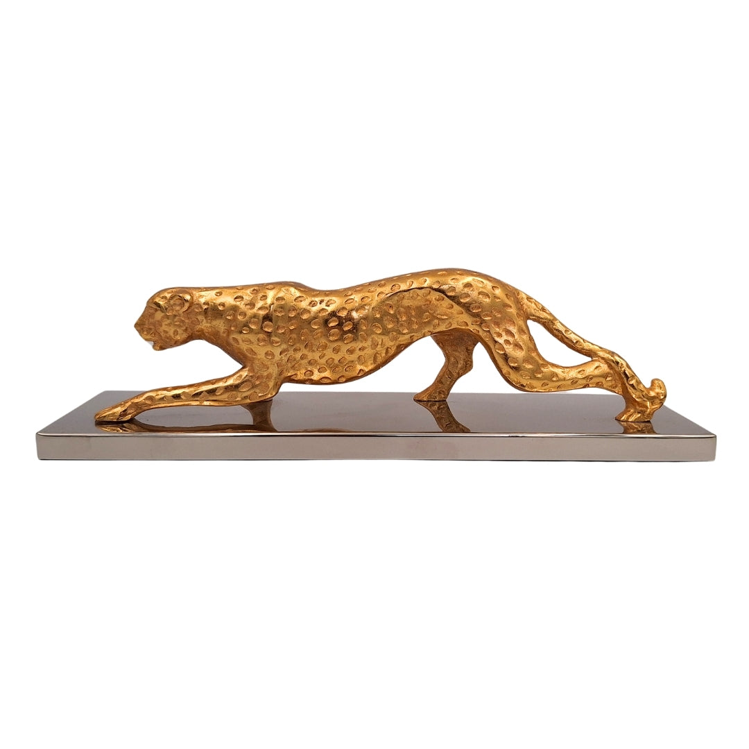 Elegante dekorative Leopardfigur, goldfarben, 42 cm, mit personalisierbarer Gravur