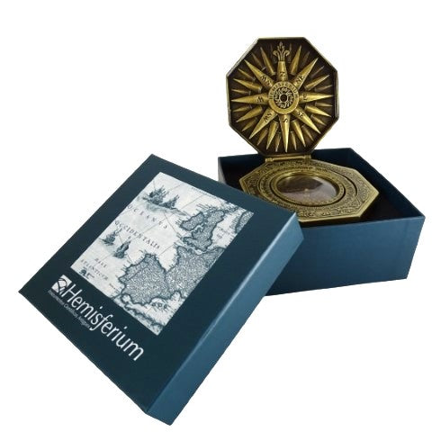 Exklusiver magnetischer Kardang-Kompass H43 aus Messing und Holz mit personalisierbarer Gravur