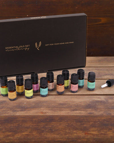 Sommerliche Naturenergie – Luxuriöses Set aus 12 ätherischen Ölen à 5 ml mit Tropfpipetten