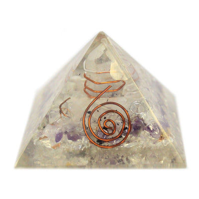 Magische Orgonit-Pyramide 55mm mit Edelsteinen und Kupfer